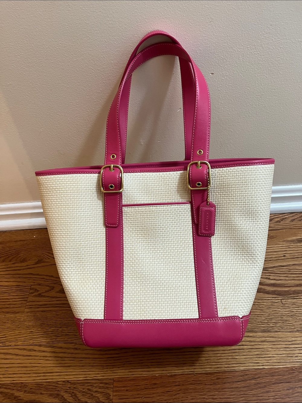 Vintage Coach Cabana Natural Straw Satchel Bag (Style No. 8908) with COA